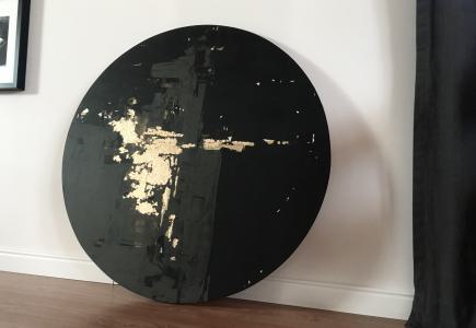 Runde Holzplatte vergoldet Ø 80cm