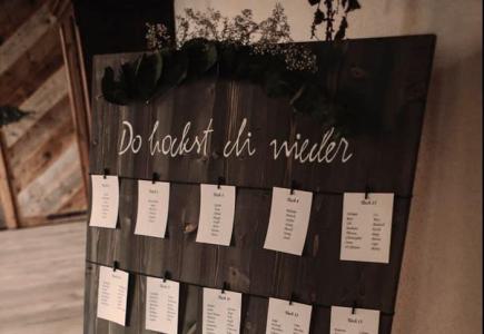 Sitzplantafel „Do hockst di nieder“ 80x100cm, Verleih