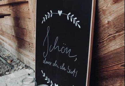 Kreidetafel „Schön, dass du da bist“, Verleih